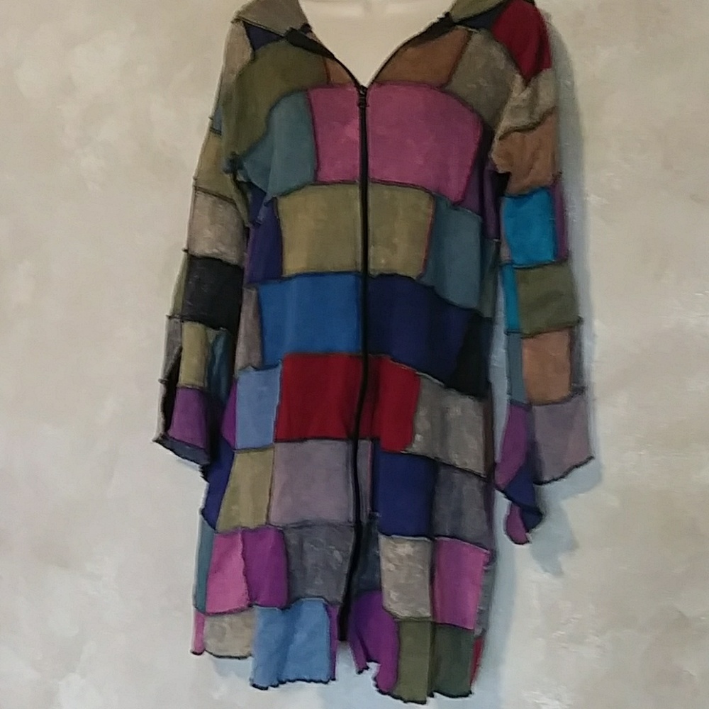 📂Kathmandu Imports Patchwork Boho Hoodie Size M